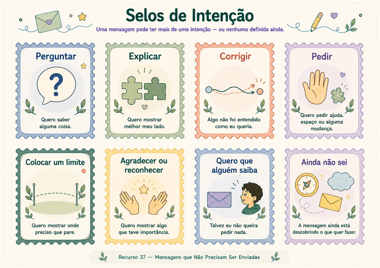 Página do recurso Selos de Intenção