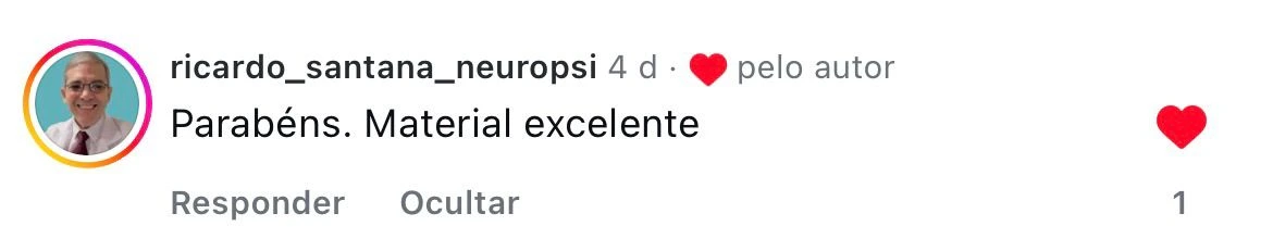 Comentário de Ricardo elogiando o material