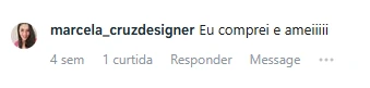 Comentário com depoimento sobre o kit